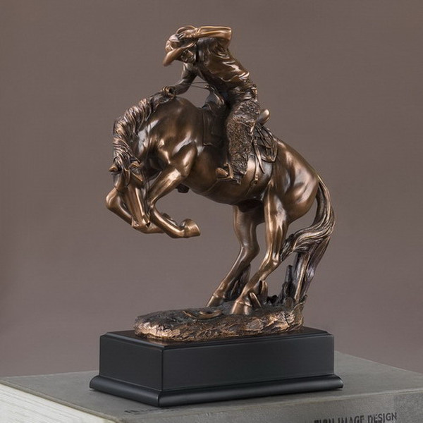 Cowboy Breaking Stallion Statue Horse Rodeo Artwork Decorative